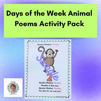 Preview of Days of the Week Animal Poems Activity Pack