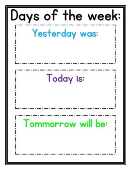 Preview of Days of the Week... Binder Activity