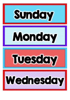 Days of the Week - Blue and Red patterns by Natalie Gia | TpT