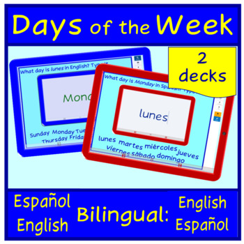 Preview of Days of the Week | Boom Cards | Bilingual Spanish English | Easy