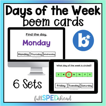 Preview of Morning Meeting Days of the Week Calendar Skills Boom™ Cards Activity Special Ed