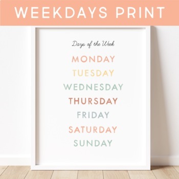 Preview of Days of the Week Chart, Montessori, Classroom Posters, Language Arts, Spelling