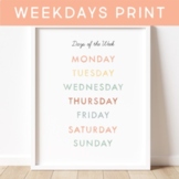 Days of the Week Chart, Montessori, Classroom Posters, Lan