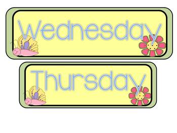 Days of the Week Classroom Labels: Spring Set | TPT