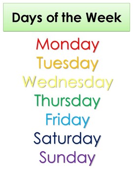 Days of the Week Classroom Signs by Mrs Ns Tools | TPT
