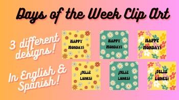 Preview of Days of the Week Clip Art -- Retro Designs