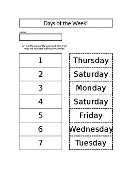 Days of the Week Cut/Paste by Allison Scott | Teachers Pay Teachers