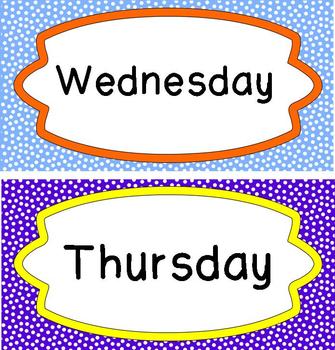 Days of the Week Display Cards by Learn By Heart by Nicole Rowlands