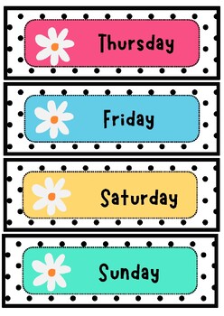 Days of the Week Display ( Polka Dot/ Daisy Theme) by Catholic School ...