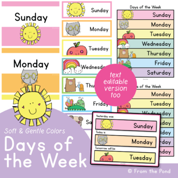 Days of the Week Display and Yesterday Today Tomorrow Chart by From the ...