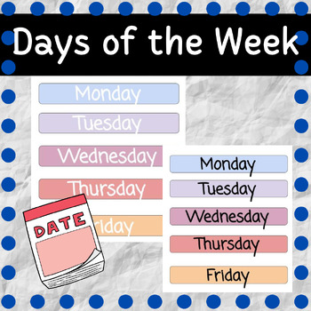 Days of the Week Editable Template by Whole and Healthy Teaching