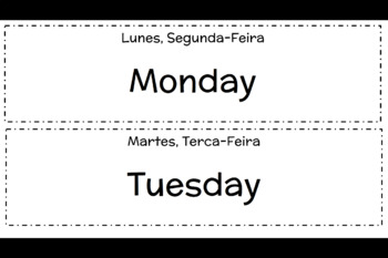 Preview of Days of the Week- English, Spanish and Portuguese 