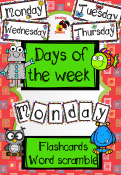 Preview of Days of the Week - Flashcards + Word Scramble