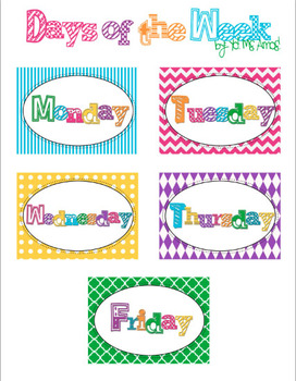 Preview of Days of the Week Free Printable Tags