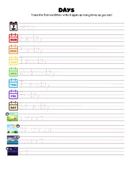 Days Of The Week Handwriting Practice Sheets (Teacher-Made)