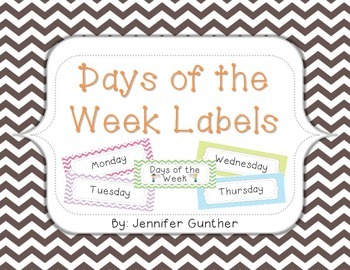 Preview of Days of the Week Labels - Pastel Chevron Set