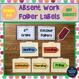 Days of the Week Labels for Absent Work and Folders