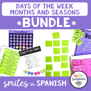 Preview of Days of the Week, Months, Seasons in Spanish: games, interactive notebooks