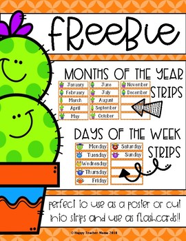 Preview of Days of the Week & Months of the Year FREEBIE!
