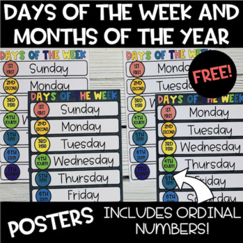 Preview of Days of the Week & Months of the Year Posters FREEBIE!