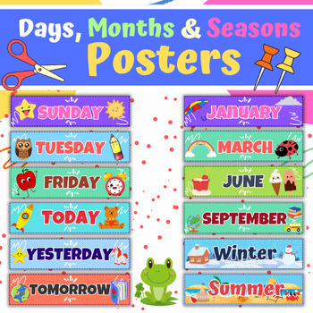 Preview of Days of the Week, Months of the Year, and Seasons Posters.