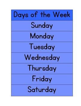 Days of the Week Order by Just Kinderin' Around | TPT
