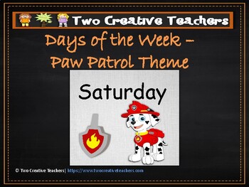 Preview of Days of the Week Paw Patrol Theme