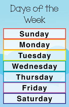 Days of the Week Poster/Chart by Lois Song | TPT