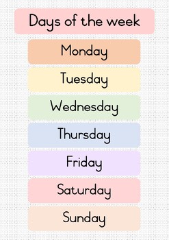 Days of the Week Poster - Pastel Theme by Christen Puffett | TPT