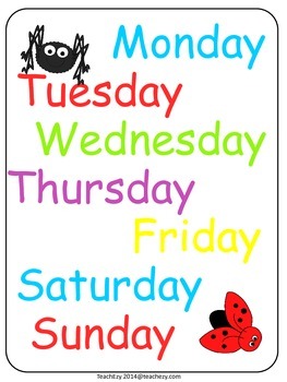 Days of the Week Posters by TeachEzy | TPT