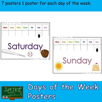 Days of the Week Posters by JoffJK's teacher resources | TPT