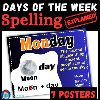 Preview of Days of the Week Posters with Spelling Explanations -  Etymology & Meaning