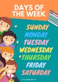 Days of the Week Printable Poster Learning the Seven Days 