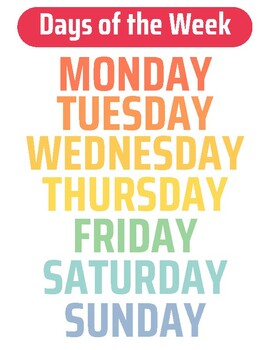 Days of the Week - Ready to Print by Amy Gatlin | TPT