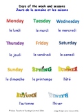 Days of the Week & Seasons in French Worksheets, Games, Ac