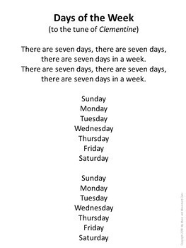 The Days of the Week Song (Starting with Sunday)