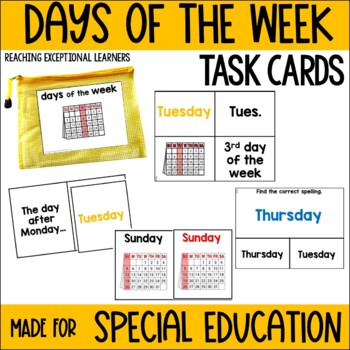 Preview of Days of the Week Task Cards Special Education