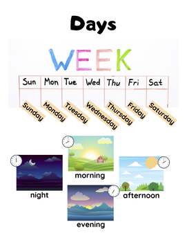 Preview of Days of the Week Vocabulary and Handwriting Bundle
