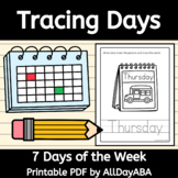 Days of the Week Word Tracing Pages Printable Coloring Sheet Trace Worksheets
