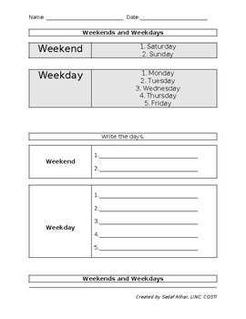 Days of the Week Worksheet by Maria Ostapenko | TPT