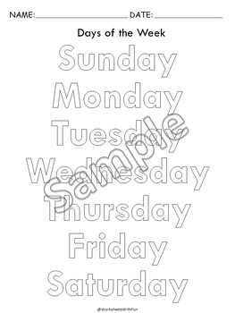 Days of the Week Worksheet, Writing Practice Sheets, Kindergarten, T-WWF338