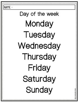 Days of the Week Worksheets by Play and Learn Studio | TPT