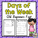 Days of the Week Worksheets QLD Beginners Font