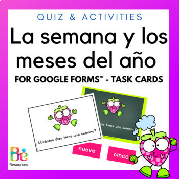 Preview of Days of the Week and Months in Spanish Quiz for Google Forms™ | Review Test Prep