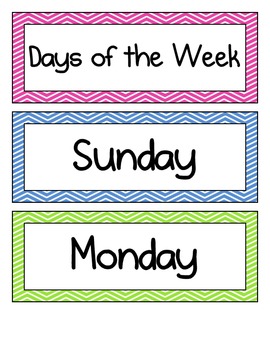 Days of the Week and Months of the Year - Chevron - Multicolored by Mrs ...