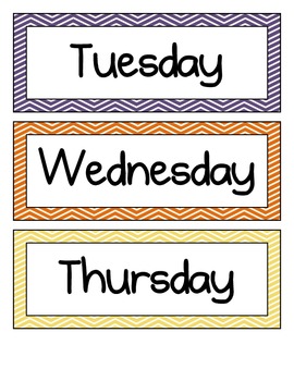 Days of the Week and Months of the Year - Chevron - Multicolored by Mrs ...