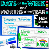 Days of the Week and Months of the Year Half Sheets Printa