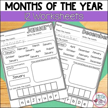 Days of the Week and Months of the Year Worksheets by Little Bird Resources