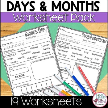 Preview of Days of the Week and Months of the Year Worksheets