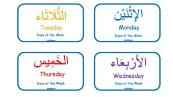 Preview of Days of the Week in Arabic Flashcards